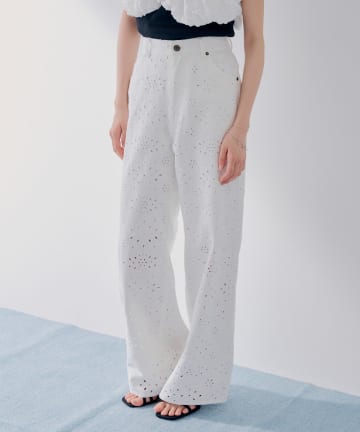 Chico(チコ) 【SALON by Chico】ハイウエストストレートワイドパンツ