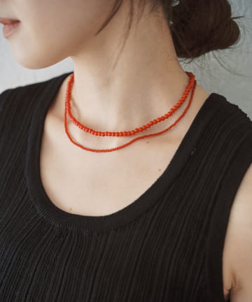 SHENERY(シーナリー) ガラス/オニキスビーズネックレス4mm