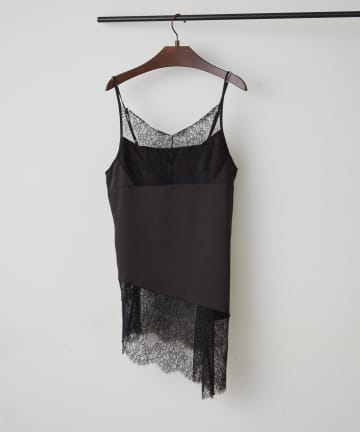 Remind me and forever(リマインドミーアンドフォーエバー) 【裾のデザイン選べる】レース切替サテンキャミ