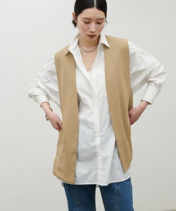 NICE CLAUP / OLIVE des OLIVE OUTLET(ナイスクラップ  / オリーブ デ オリーブ アウトレット) 【LARUTA】ツイルミドル丈ジレ