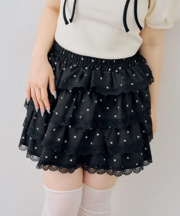 NICE CLAUP / OLIVE des OLIVE OUTLET(ナイスクラップ  / オリーブ デ オリーブ アウトレット) 【continuer】ドットレースティアードミニスカート