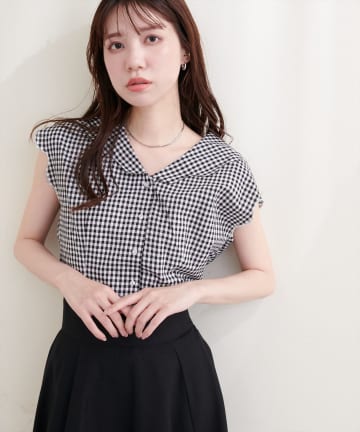 natural couture(ナチュラルクチュール) ゆるスカラップレトロブラウス