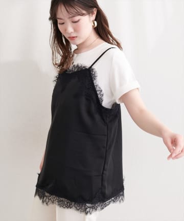 natural couture(ナチュラルクチュール) サテンレースキャミ