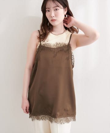 natural couture(ナチュラルクチュール) サテンレースキャミ