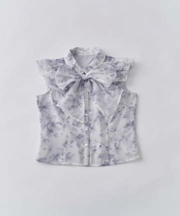 Belle Charme(ベルシャルム) Ribbon Tie Frill Blouse