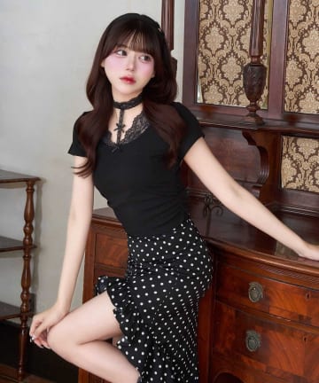 Belle Charme(ベルシャルム) Lace Choker Lingerie Tee