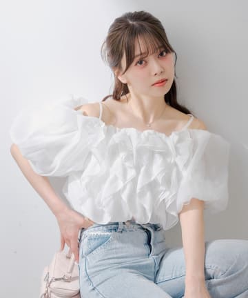 Chico(チコ) フリルオフショルバルーンブラウス