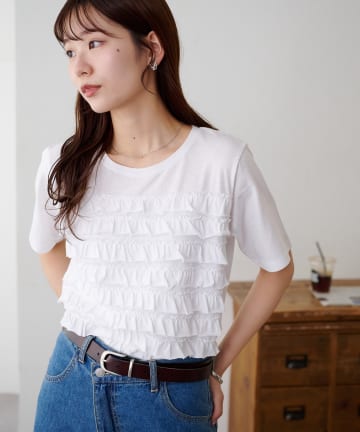 DISCOAT(ディスコート) フリルたたきTシャツ