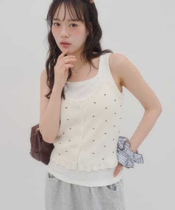 DISCOAT(ディスコート) 【umm.】ドットニットフリルキャミソール