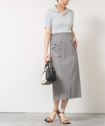 NOLLEY'S(ノーリーズ) ウォッシャブルポロニットタイトスカートドッキングワンピース