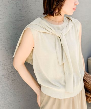 NOLLEY'S(ノーリーズ) 《手洗い可能/アンサンブル対応》ラメノースリーブプルオーバー