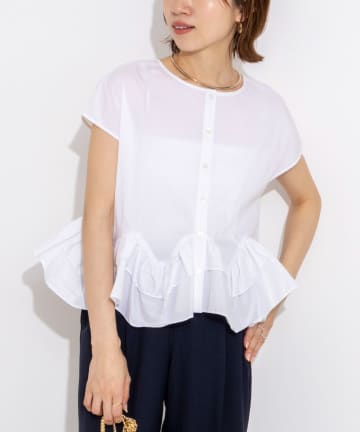 NOLLEY'S(ノーリーズ) ウオッシャブルペプラムフリル2WAY半袖ブラウス