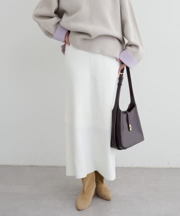 NICE CLAUP / OLIVE des OLIVE OUTLET(ナイスクラップ  / オリーブ デ オリーブ アウトレット) 【LARUTA】カシミアタッチリブニットスカート