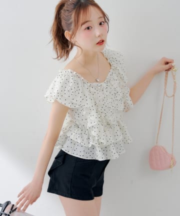 NICE CLAUP / OLIVE des OLIVE OUTLET(ナイスクラップ  / オリーブ デ オリーブ アウトレット) 【continuer】前後2wayフリル袖bブラウス