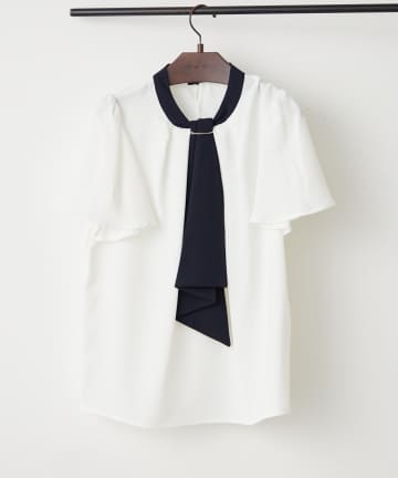 NICE CLAUP / OLIVE des OLIVE OUTLET(ナイスクラップ  / オリーブ デ オリーブ アウトレット) 【OUTLET限定】【continuer】襟ぐりチャーム付ボウタイブラウス