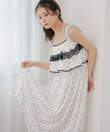 Chico(チコ) レース配色ロングワンピース