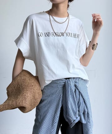 DOUDOU(ドゥドゥ) 【WEB限定】ロールアップロゴプリントワイドTEE