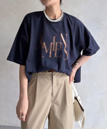 DOUDOU(ドゥドゥ) 【WEB限定】ワイドシルエット箔ロゴTEE