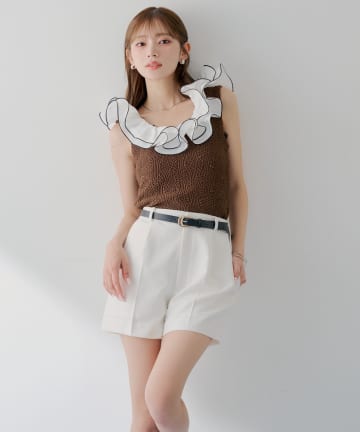 Chico(チコ) 【SALON by Chico】ベルト付きタックショートパンツ