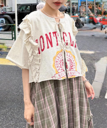 w closet(ダブルクローゼット) 【4色展開】前リボンカレッジTee
