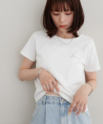 DISCOAT(ディスコート) 【WEB限定】前後2WAYロゴ刺繍ミニTシャツ