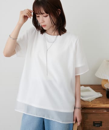 DISCOAT(ディスコート) 【WEB限定】シアーレイヤードTシャツ