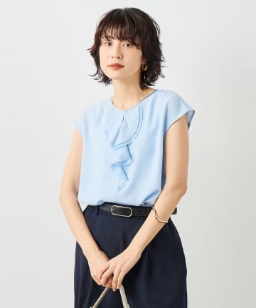 NOLLEY'S(ノーリーズ) ウォッシャブルストレッチジョーゼットフロントラッフルブラウス