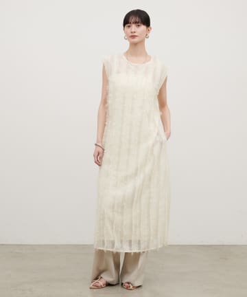 LARUTA(ラルータ) フリンジストライプジャガードワンピース