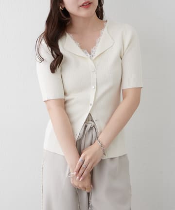 Remind me and forever(リマインドミーアンドフォーエバー) レースドッキングVネックプルオーバー