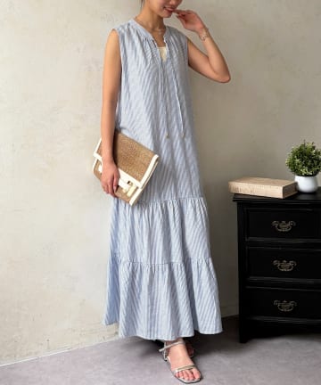 Chez toi(シェトワ) リネンスキッパーティアードワンピース