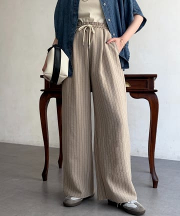 Chez toi(シェトワ) ストライプイージーパンツ