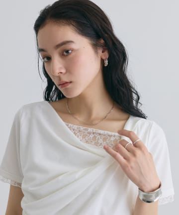 COLONY 2139(コロニー トゥーワンスリーナイン) 【WEB限定】ドレープレースドッキング半袖Tシャツ