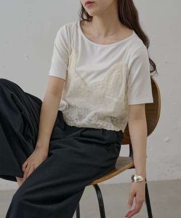 COLONY 2139(コロニー トゥーワンスリーナイン) 【WEB限定】スカラップ刺繍レースキャミソール