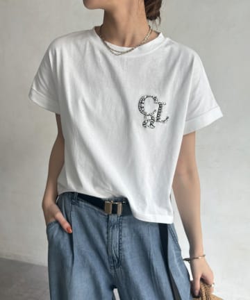 DOUDOU(ドゥドゥ) 【WEB限定】ワンポイントビジューTEE