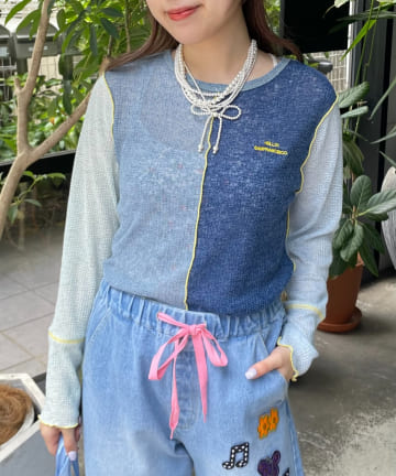 CIAOPANIC TYPY(チャオパニックティピー) 【HELLO.SANFRANCISCO/ハローサンフランシスコ】配色切替ポコポコメロウTEE