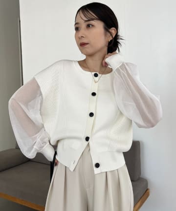 OUTLET(アウトレット) 【CAPRICIEUX LE'MAGE】シアースリーブショートカーディガン