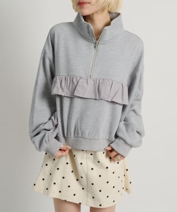 OUTLET(アウトレット) 【w closet】ハーフジップフリルスウェット