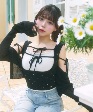 Belle Charme(ベルシャルム) Double Ribbon Knit Tank