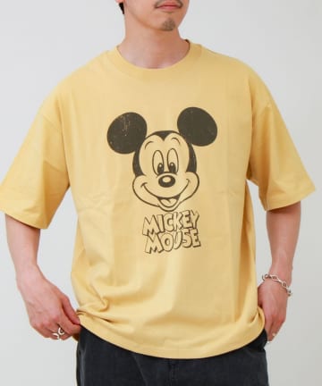 FREDY & GLOSTER(フレディ アンド グロスター) 【前後で映える】ミッキーフェイス＆ロゴプリントT