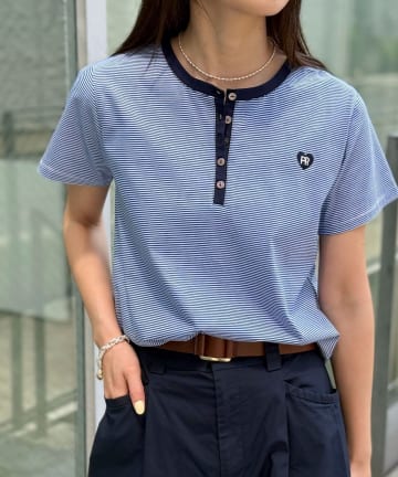 FREDY & GLOSTER(フレディ アンド グロスター) 【昨年大人気！待望の再登場】ハートFR刺しゅうヘンリーネックTシャツ