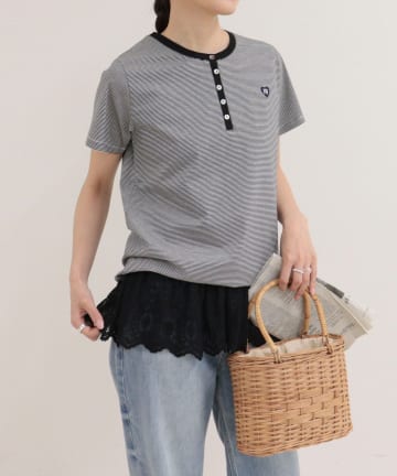 FREDY & GLOSTER(フレディ アンド グロスター) 【昨年大人気！待望の再登場】ハートFR刺しゅうヘンリーネックTシャツ