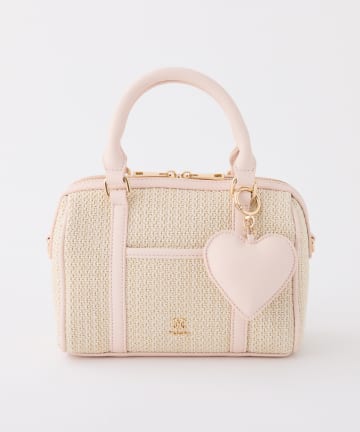 one after another NICE CLAUP(ワンアフターアナザー ナイスクラップ) ハートチャーム付き雑材ミニボストンバック