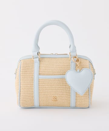 one after another NICE CLAUP(ワンアフターアナザー ナイスクラップ) ハートチャーム付き雑材ミニボストンバッグ