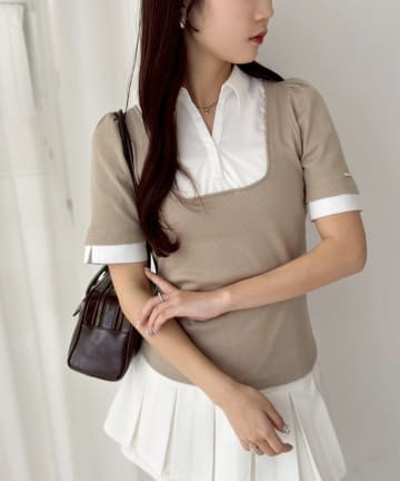 NICE CLAUP / OLIVE des OLIVE OUTLET(ナイスクラップ  / オリーブ デ オリーブ アウトレット) 【one after another】半袖レイヤード