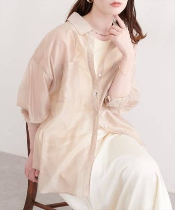 natural couture(ナチュラルクチュール) 【sherbet line】接触冷感ベーシックシアーシャツ