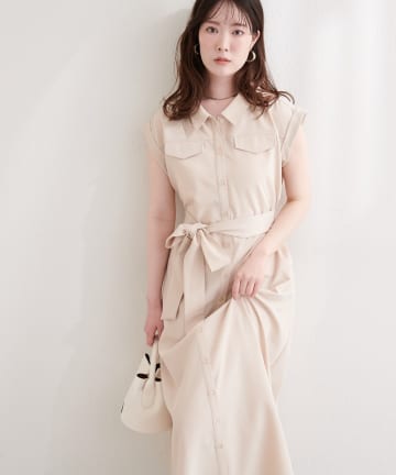 natural couture(ナチュラルクチュール) ミリタリーノースリワンピース