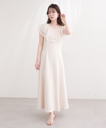 natural couture(ナチュラルクチュール) 〈osono〉フリルカラーリップルワンピース