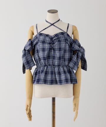 one after another NICE CLAUP(ワンアフターアナザー ナイスクラップ) サイドリボンオフショルブラウス