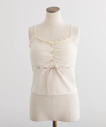 one after another NICE CLAUP(ワンアフターアナザー ナイスクラップ) 配色リボンカップ付きキャミソール