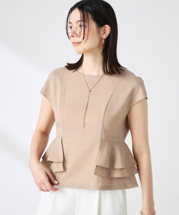 NOLLEY'S(ノーリーズ) ウォッシャブル麻調ペプラムブラウス